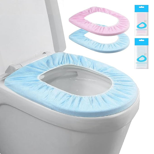 20 Pack Disposable Toilet Seat Cover Waterproof Non-Woven Fabric, Disposable Toilet Seat Covers for Travel, Disposable Seat Covers for Outing Hotel Hospital Public Toilet (Blue+Pink)