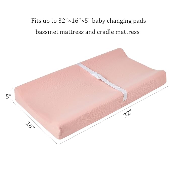 Muslin Changing Pad Cover for Baby Boys Girls, Ultra Soft Breathable Diaper Changing Table Pad Cover, Neutral Fitted Changing Pad Sheets