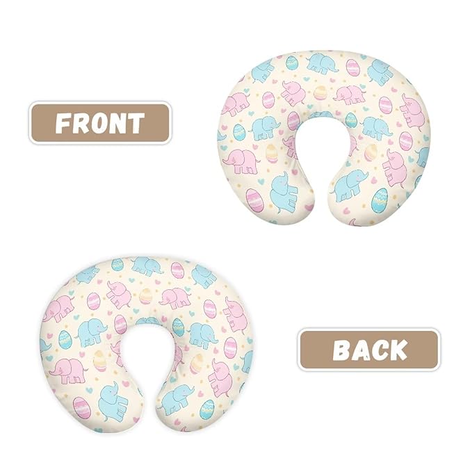Cute Elephants and Easter Egg Breastfeeding Pillow Cover Ultra Soft Comfortable Newborn Nursing Pillow Case Stretchy Replaceable Pillow Cover Slipcover