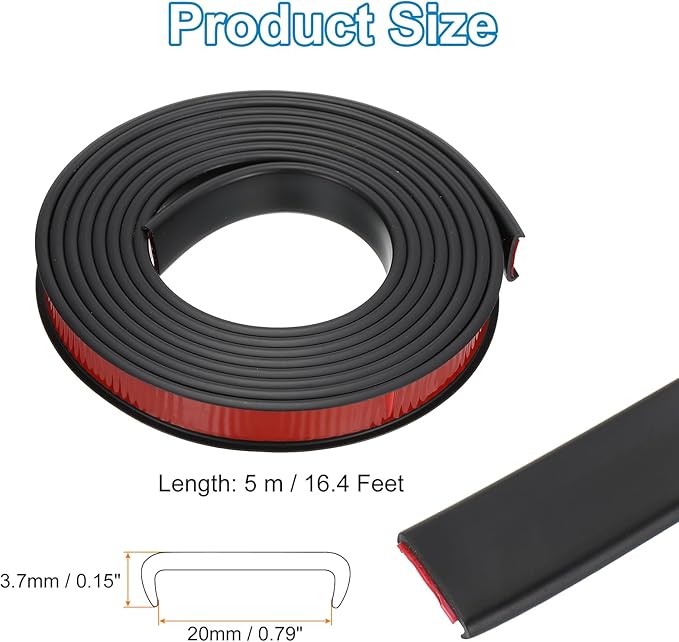 PATIKIL TPE U-Shape Edge Banding, 13/16 Inch x 16.4ft Self Adhesive Flexible Veneer Edging Trim Furniture Edge Protector for Shelf Cabinet Table Repair Restoration, Black