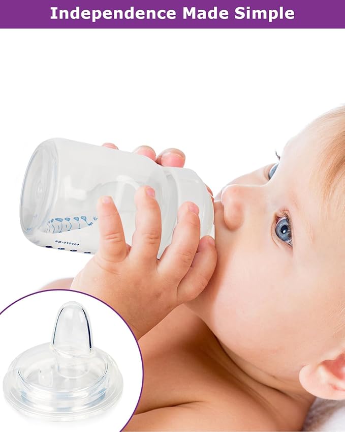 Sippy Nipple for Dr. Brown's Wide-Neck Baby Bottles and Sippy Spout Bottles,Variable Flow, Silicone Conversion Nipples,6+ Months,4 Count
