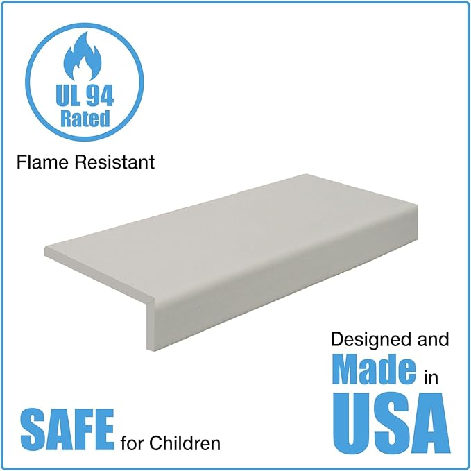 Kidkusion Soft Seat Edge Cushion | Made in USA | 60" | Taupe | Fireplace Safety Cushion | Hearth Pad