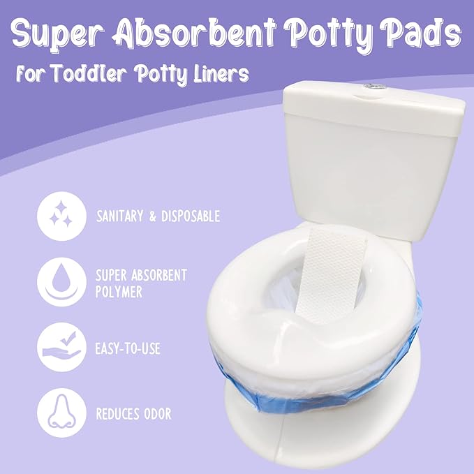 Disposable Potty Absorbent Pads for Kids Travel,Toilet Refill Pouch for Toddler Toilets Portable Fast-Acting Absorbent Fit All Baby Travel Potty Bags - 100 Pads