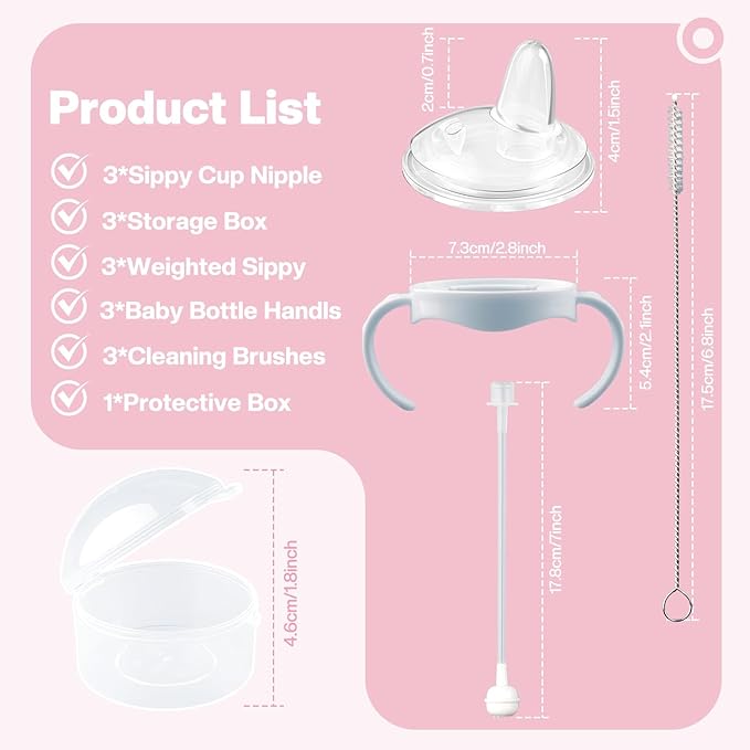 Sippy Cup Conversion Kit Compatible for Philips Avent Natural Baby Bottle, Weighted Sippy Cup Transition Kit with Handles for Kids, [Variable Flow] [Spill-Proof] [BPA-Free], 6m+
