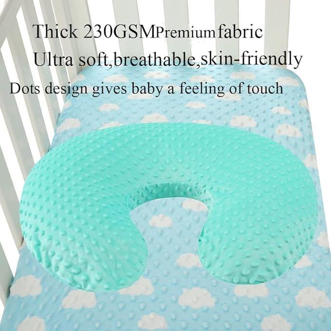 Dot Nursing Pillow Cover Set 2 Pack Nursing Pillow Slipcovers, Ultra Soft Compatible with Boppy Pillow,Standard Pillow for Baby Boy Girl Grey and Green