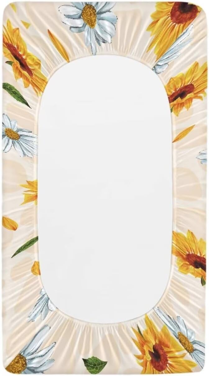 Sunflower Daisy Changing Pad Cover for Baby Lightweight Breathable Diaper Changing Mat Cover Waterproof Stretchy Changing Table Cover Fit 32"x16" Contoured Pad
