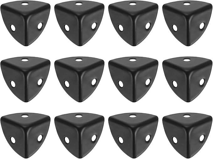 uxcell 12Pcs Decorative Box Corner Cover, 18mm Metal Edge Guard, Furniture Corner Edges Protector, Black