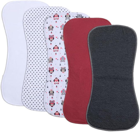 Baby Burp Cloths, Soft Absorbent Towel, Unisex, Easy to Use, 5 Pack (red)