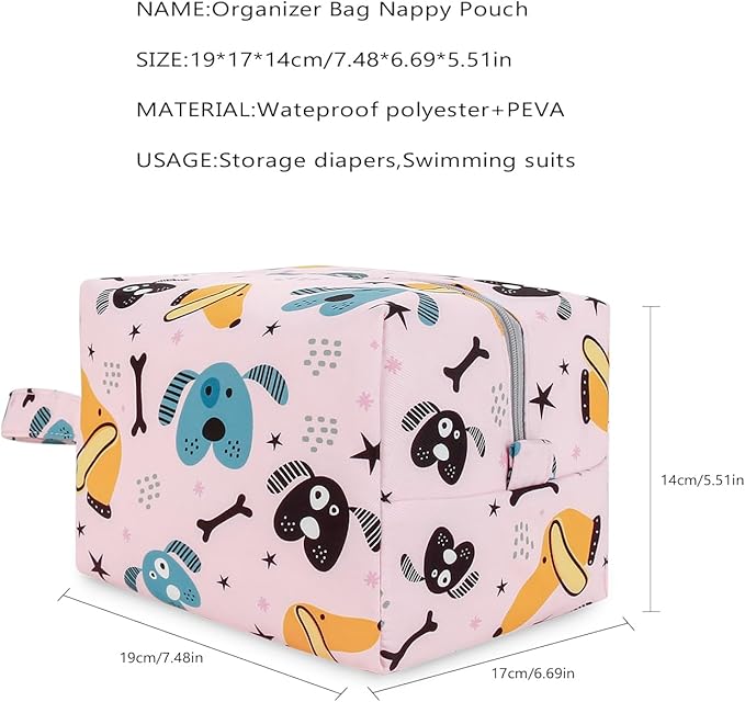 MOMIGO Wet Dry Bags for Baby Cloth Diapers - Waterproof Pod Hanging Diaper Bag Reusable, Washable for Baby Stroller, Diaper Bag, Breast Pump Parts, Travel Bag