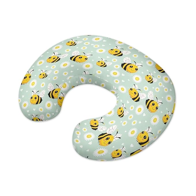 Bee Daisy Breastfeeding Pillow Cover Nursing Cover for Newborn Girls Boys Super Soft and Comfortable Slipcover Gift, 2 Packs