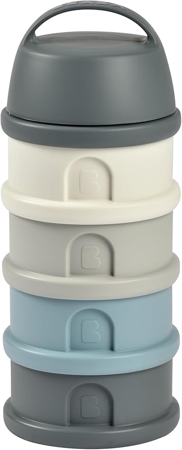 BEABA Formula and Snack Container, Baby Formula Dispenser, Toddler Baby Snack Storage Container, Holds up to 11 Doses of Milk Powder Per Compartment, Made in France, Rain