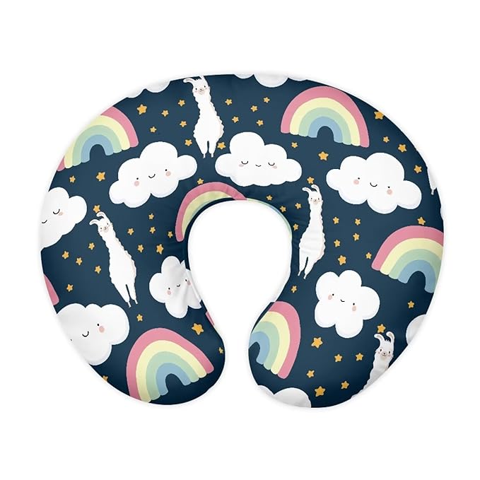Rainbow and Alpaca Breastfeeding Pillow Cover Newborn U-Shaped Breastfeeding Pillowcase Cushion Cover Easy to Use and Dustptoof