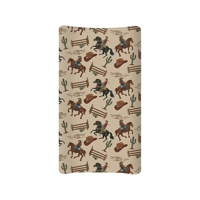 ZDCUSTOM Western Cowboy Cactus Changing Pad Cover for Boys, Baby Changing Pad Cover, Changing Table Cover Diaper Changing Pad Cover Sheets