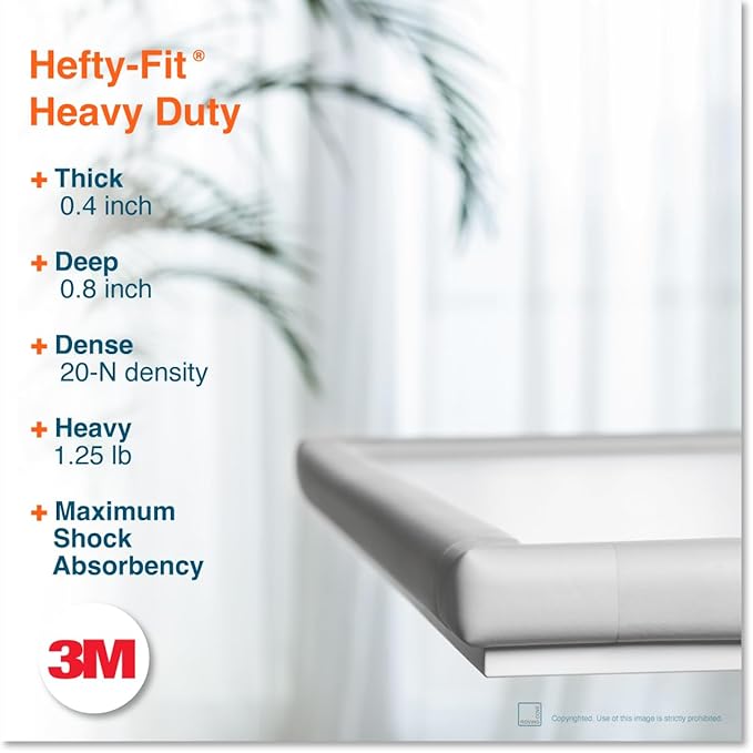 Roving Cove HeftyFit Edge Corner Protector Baby Proofing (Large 15ft Edge 4 Corners), Heavy-Duty, Soft NBR Rubber Foam, Furniture Fireplace Safety Bumper Guard, 3M Adhesive, Oyster White (Off White)