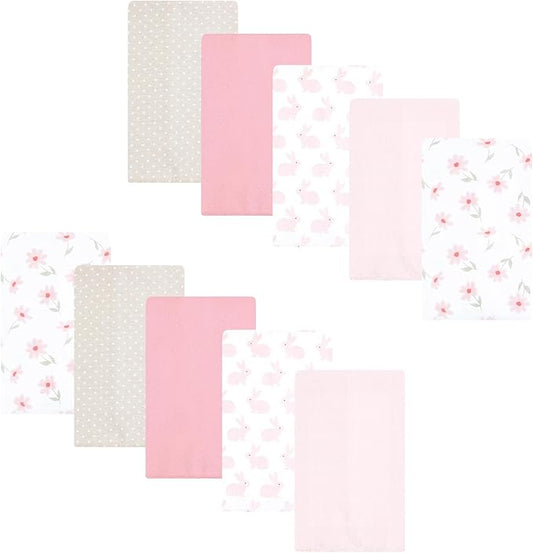 Luvable Friends Hudson Baby Flannel Burp Cloths 10pk, Sweet Honeycomb Pink
