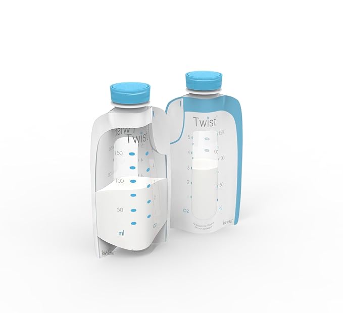 Kiinde Twist Pouch Breast Milk Storage Bags for Pumping, Freezing, and Feeding. Direct pump, direct feed, pre-sterilized, 6 Ounce (Pack of 40)