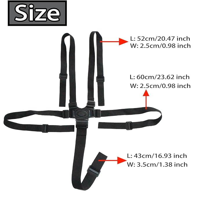 Universal 5 Point Harness Strap, Adjustable Harness Belt, Safety Harness Seat Belt for High Chair/Pushchair/Stroller, Full Protection Child Kid Harness Belt