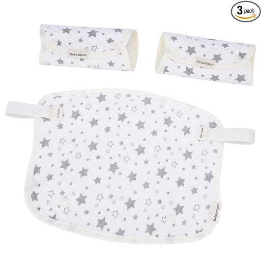 Bebamour Drool and Teething Reversible Cotton Pad For All Carry Positions Baby Carrier White Drool Bib For Boys & Girls(Light Grey)