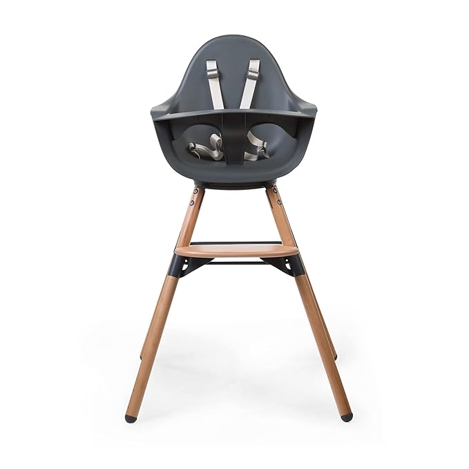 Childhome Evolu One.80° 2 in 1 Baby High Chair with 180° Swivel, Adjustable Height Baby High Chair, Sleek Modern with Beechwood Legs, Anthracite