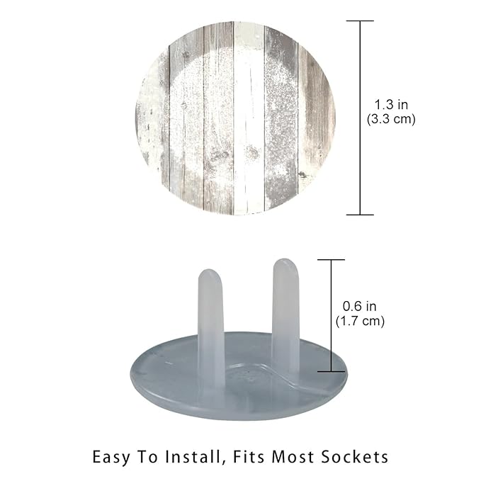 Soft Grey Wooden Floor Texture (3) Outlet Covers Baby Proofing Child Proof Plug Covers for Electrical Outlets Easy Install Outlet Plug Covers