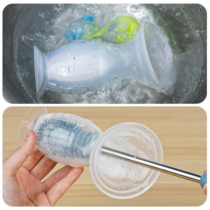 Haakaa Silicone Breast Pump with Suction Base and Flower Stopper 100% Food Grade Silicone BPA PVC and Phthalate Free (4oz/100ml) (Blue)
