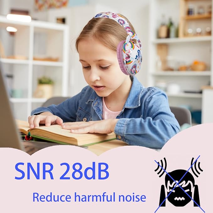 Kids Hearing Protection,25dB NRR Noise Reduction,Sound Proof for Kids,Toddler,Safety Earmuffs for Concert,Airplane,Autism,Monster Jam,Travel,School- Pink Unicorn