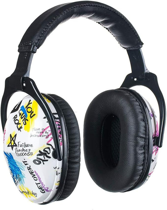 Kids Hearing Protection,25dB NRR Noise Reduction,Sound Proof for Kids,Toddler,Safety Earmuffs for Concert,Airplane,Autism,Monster Jam,Travel,School- Black Graffiti