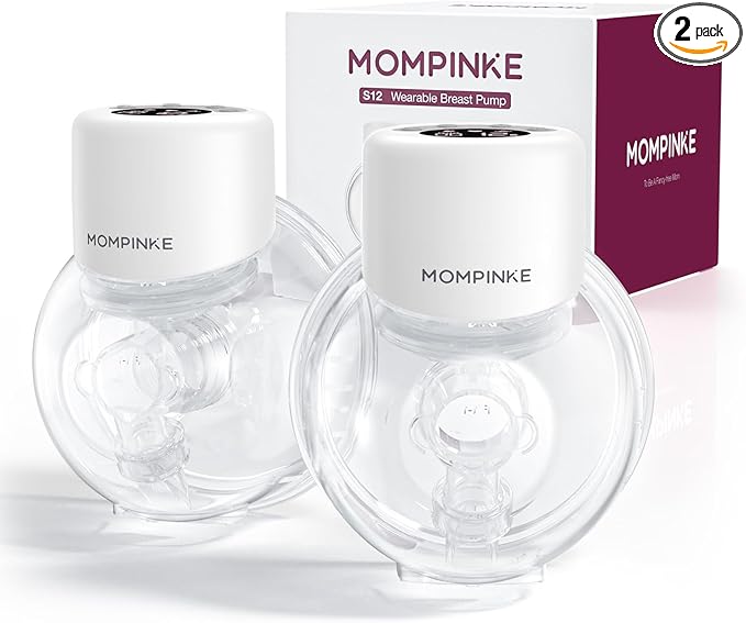Wearable Breast Pump S12, Electric DoublePump Hands-Free Breastfeeding Pump, 9 Adjustable Suction Levels, Portable Low Noise Hospital-Grade Breast Pump with Carrying Bag, 24mm, 2 Pack (white)