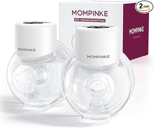 Wearable Breast Pump S12, Electric DoublePump Hands-Free Breastfeeding Pump, 9 Adjustable Suction Levels, Portable Low Noise Hospital-Grade Breast Pump with Carrying Bag, 24mm, 2 Pack (white)