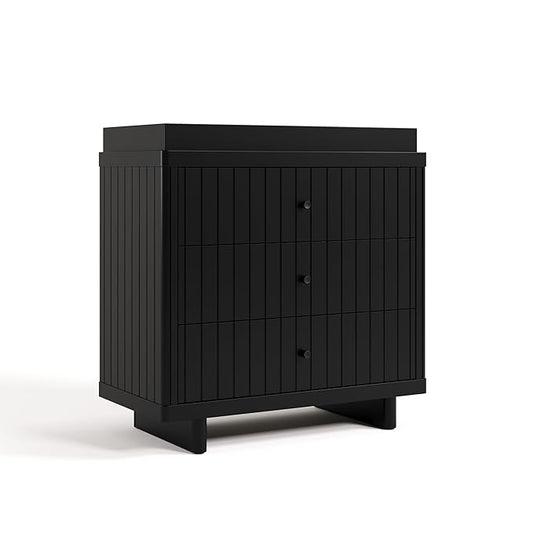 Storkcraft Kyoto 3 Drawer Chest with Topper (Black) - GREENGUARD Gold Certified, Nursery & Kids' Bedroom Wood Chest, Interlocking Drawer System, and Easy Assembly with Pre-Installed Tracks