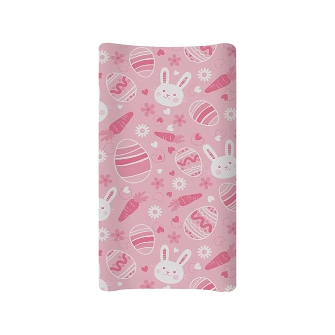 Rabbit Diaper Changing Pad Cover Pink Changing Table Pad Cover 32''*16'' Changing Table Cover Easter Decor Soft Breathable Nursery Decor