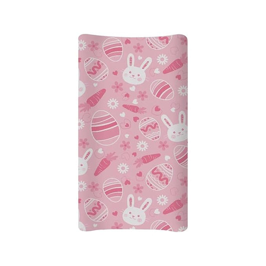 Rabbit Diaper Changing Pad Cover Pink Changing Table Pad Cover 32''*16'' Changing Table Cover Easter Decor Soft Breathable Nursery Decor