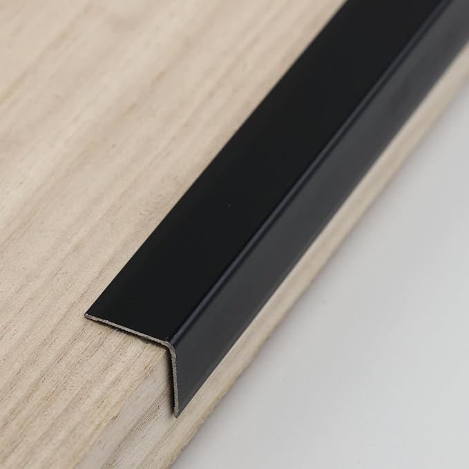 Coengwui Aluminum Corner Guards, Peel and Stick L-Shaped Molding Trim for Wall Table Door Frame Protection and Decoration (Matte Black, 3Pcs x 2.9ft x 0.8in)
