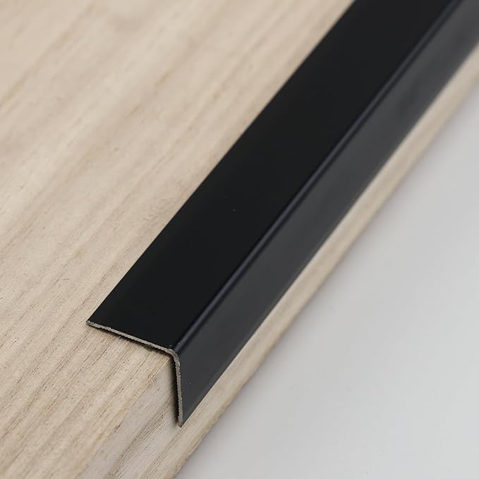 Coengwui Aluminum Corner Guards, Peel and Stick L-Shaped Molding Trim for Wall Table Door Frame Protection and Decoration (Matte Black, 3Pcs x 4.26ft x 0.8in)