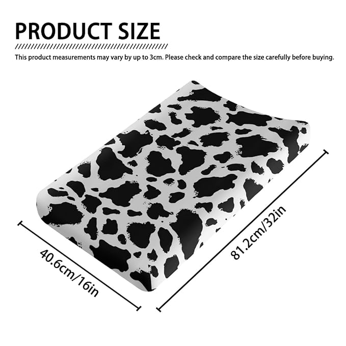 Cow Print Diaper Changing Pad Covers for Baby Boys Girl Super Soft Changing Mat Cover Infant Newborn Changing Table Sheet Fitted 32”x16” Changing Pad Covers