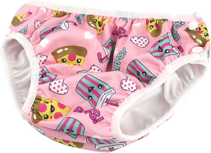 Baby Kids Swim Nappies Cover Diaper Swimming Trunks Middle-Waisted Swimming Training Pants (24-36 Months, Pink)