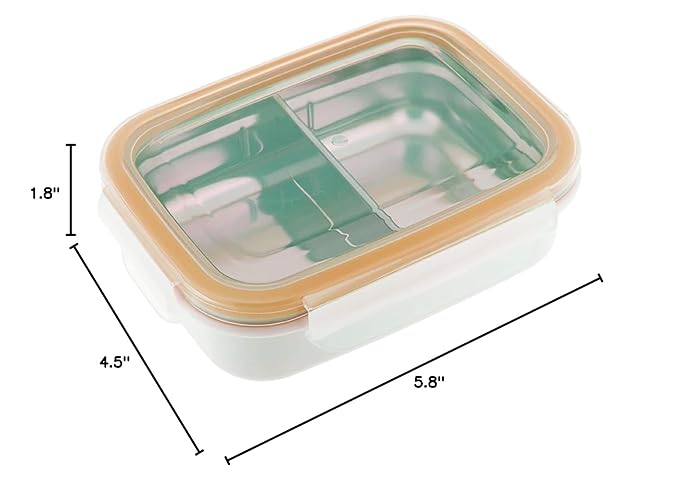 Innobaby Keepin' Fresh Stainless Steel Divided Bento Snack Box with Lid for Kids and Toddlers BPA Free, 11 oz., Orange