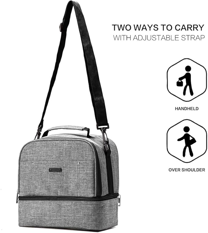 Breast Pump Bag Cooler Compartment for Breast Pump - Cooler and Moistureproof Bag Double Layer for Mother Breast Milk Pump Lunch Bag Outdoor Working (Dark Grey)