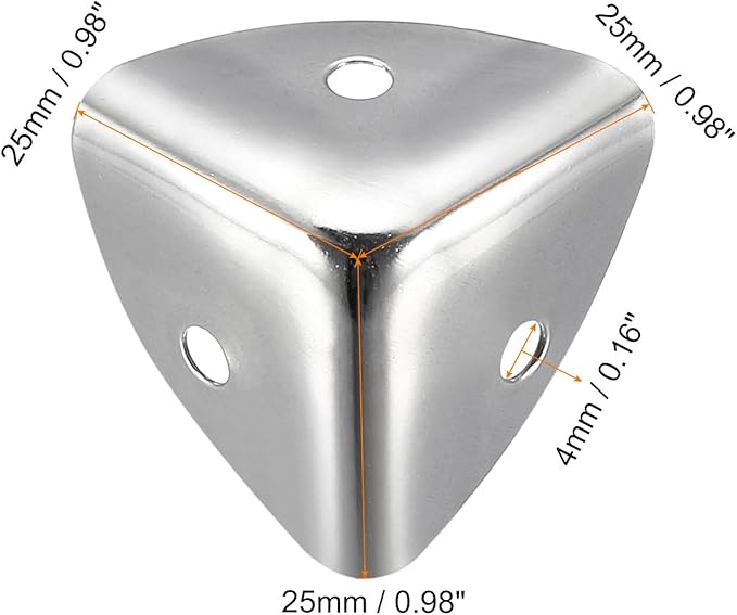 uxcell Metal Box Corner Protectors Edge Guard Protector 25 x 25 x 25mm Silver Tone 32pcs for Table Corners and Desk Corners