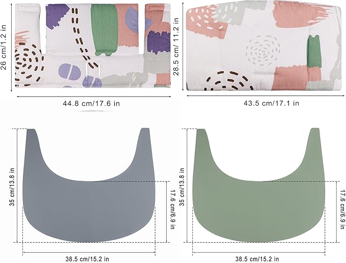 for Tripp Trapp High Chair Cushion, Comfortable for Tripp Trapp High Chair Cushion, with Two High Chair Placemat, for Tripp Trapp Cushion Set Makes It More Comfortable for Baby (Light Color Print)