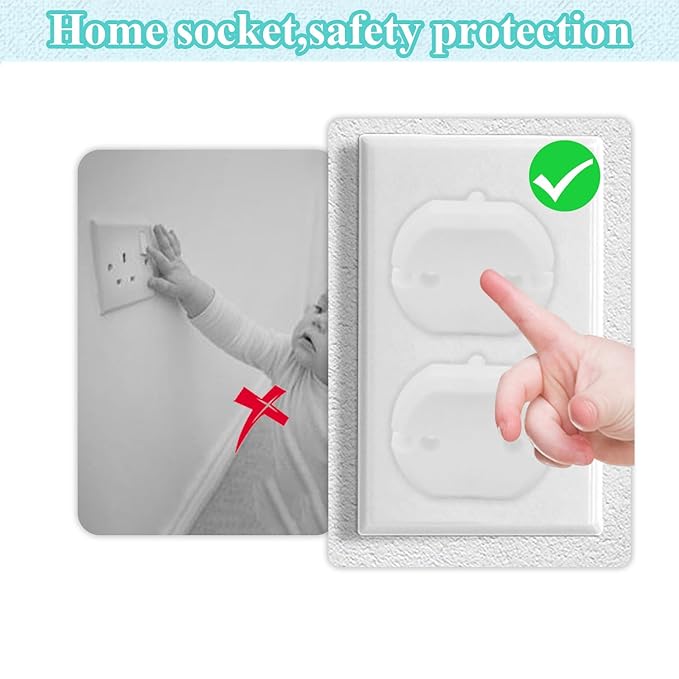 Fielect Outlet Plugs Covers Childproof EU Plug Protectors Electric Socket Cover Electrical Protector 2-Hole White 30Pcs