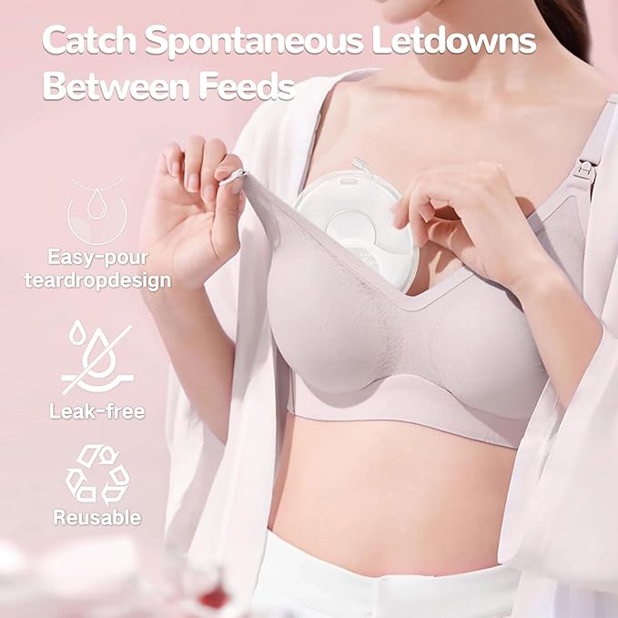 Breast Milk Collector, Milk Collectors for Breastfeeding, Reusable Breast Milk Shells, Catcher Protect Sore Nipples for Breastfeeding,Made from BPA-Free,Food-Safe Silicone(2oz,2 Counts)