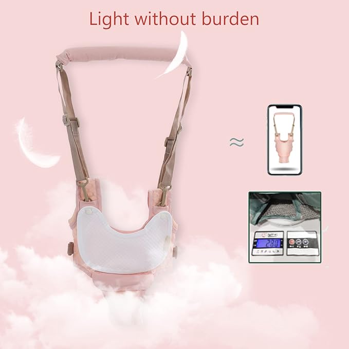 Baby Walking Harnesses, Adjustable Handheld Kids Walk Helper Infant Walking Harness Assistant Belt Walk Support Assist Trainer Tool with Detachable Crotch Pad for Infant 8 to 24 Month(Pink)