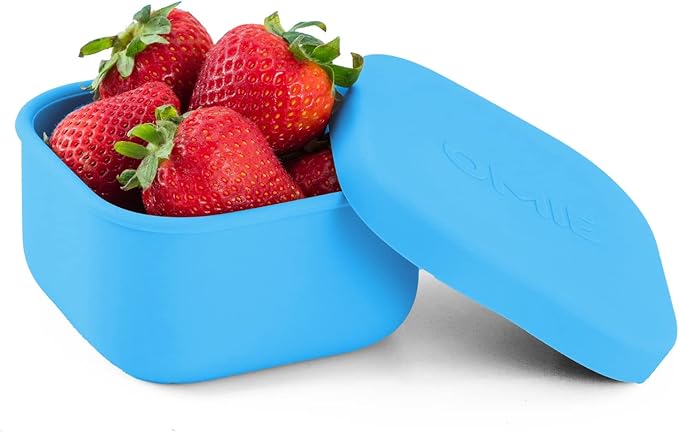 OmieBox Silicone Leakproof Snack Containers To Go, Food Storage Containers with Lid, School Lunch Bento Container - BPA Free, Airtight, Dishwasher and Freezer Safe, Oven Safe - 9.4 ounces (Blue)