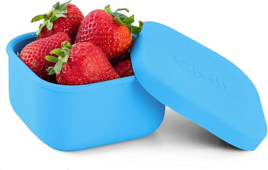 OmieBox Silicone Leakproof Snack Containers To Go, Food Storage Containers with Lid, School Lunch Bento Container - BPA Free, Airtight, Dishwasher and Freezer Safe, Oven Safe - 9.4 ounces (Blue)
