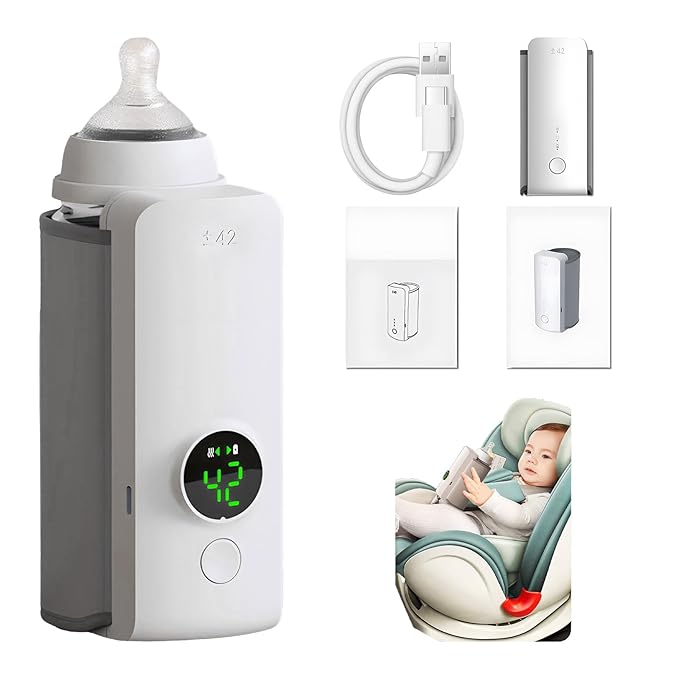 Portable Bottle Warmer, USB Baby Bottle Warmer, Water Warmer, On The Go Milk and Formula Warmer - Fast Heating - 6000mAh Rechargeable Battery, Ideal for Busy Parents Travel (1PCS)
