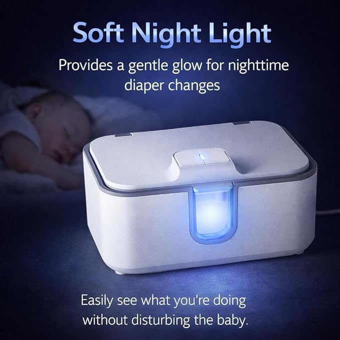 Wet Wipes Heater,Baby Wipe Warmer and Baby Wet Wipes Dispenser Large Capacity with Night Light and View Window Fast and Even Heating Diaper Wipe Warmer