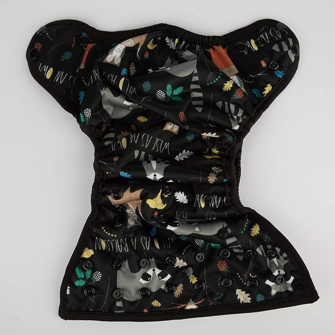 Baby Diaper Cover Nappy One Size 8lbs to 36lbs (Racoon Owl)