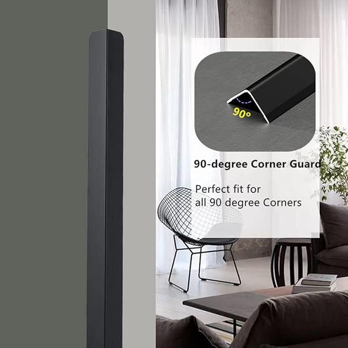 Aluminium Alloy Metal Corner Guards 10 Pcs Wall Corner Protector 1.6" x 1.6" x 48" Wall Corner Protection Decoration Black Pack of 10 Corner Guards 20 Ga/1 mm Thickness