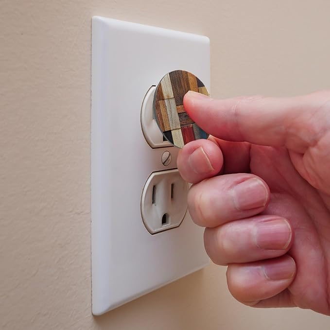 Baby Safety Outlet Plug Electrical Socket Covers, Wooden (3)
